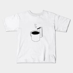 Coffee lover - Illustration Drawing Lineart Minimal Doodle Kids T-Shirt